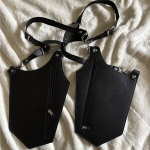 Black Leather Harness Vest